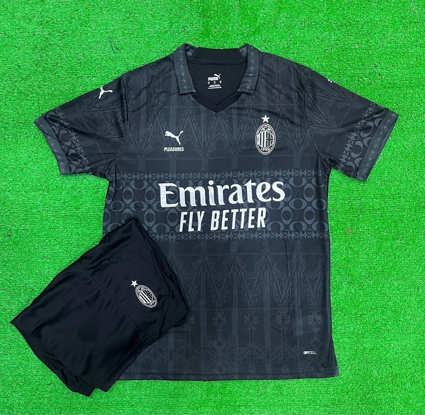 AC MILAN X PLEASURE BLACK FULL KIT (JERSEY AND SHORTS)